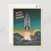 Retro Graphic LoFi Cosmic Retrowave Space Shuttle Postkarte (Vorne/Hinten)