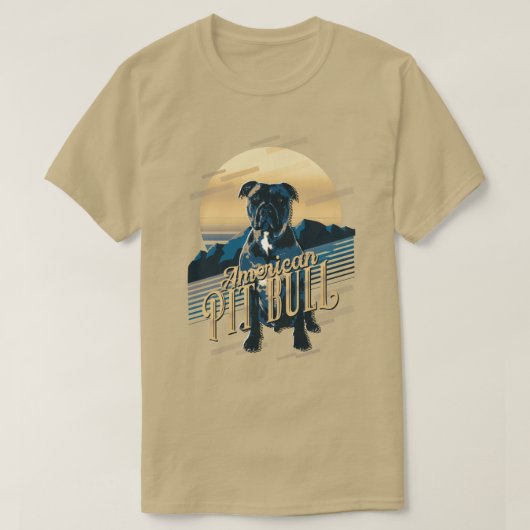 Retro Graphics American Pit Bull Blue ID754 T-Shirt (Design vorne)