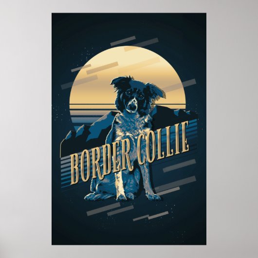 Retro Graphics Border Collie Blue ID754 Poster (Vorne)