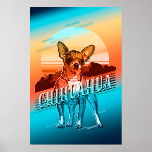 Retro Graphics Chihuahua Multi-Color ID754 Poster