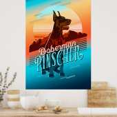 Retro Graphics Doberman Multi-Color ID754 Poster (Küche)