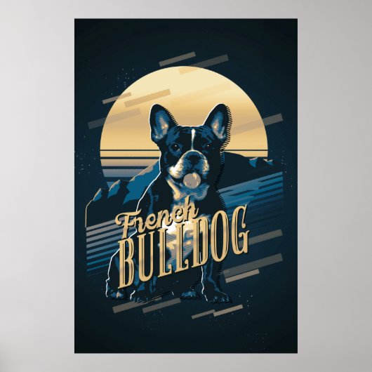 Retro Graphics French Bulldog Blue ID754 Poster (Vorne)