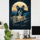 Retro Graphics French Bulldog Blue ID754 Poster (Heimbüro)