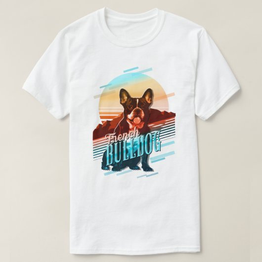 Retro Graphics French Bulldog Multi-Color ID754 T-Shirt (Design vorne)