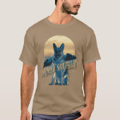 Retro Graphics German Shepherd Blue ID754 T-Shirt (Vorderseite)