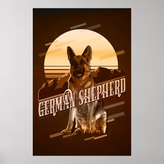 Retro Graphics German Shepherd Gold ID754 Poster (Vorne)