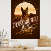 Retro Graphics German Shepherd Gold ID754 Poster (Küche)