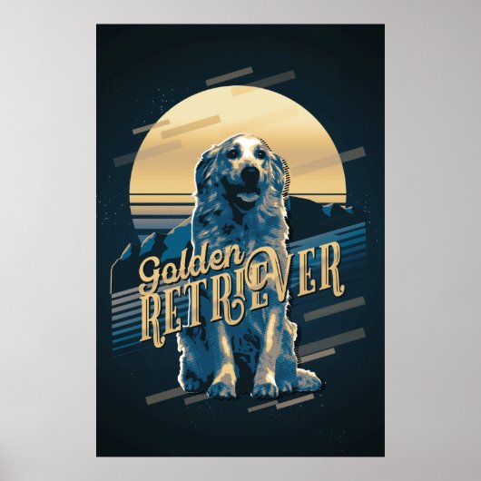 Retro Graphics Golden Retriever Blue ID754 Poster (Vorne)