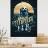 Retro Graphics Golden Retriever Blue ID754 Poster (Küche)