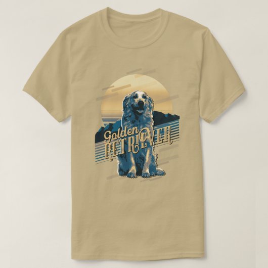 Retro Graphics Golden Retriever Blue ID754 T-Shirt (Design vorne)