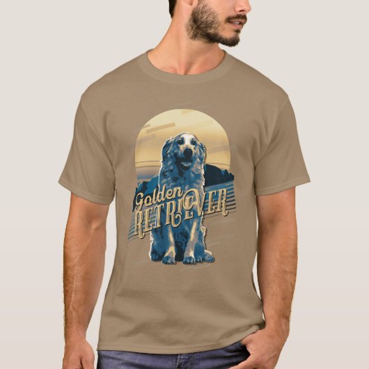 Retro Graphics Golden Retriever Blue ID754 T-Shirt (Vorderseite)
