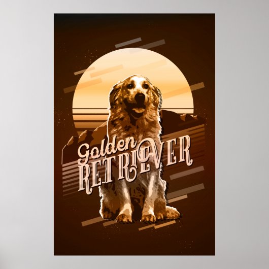 Retro Graphics Golden Retriever Gold ID754 Poster (Vorne)
