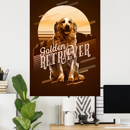 Retro Graphics Golden Retriever Gold ID754 Poster (Heimbüro)
