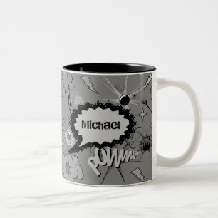 Retro-Grau benutzerdefiniertes Comic-Book-Muster p Zweifarbige Tasse