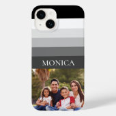 Retro Grau Black Stripe Foto Monogramm Case-Mate iPhone Hülle (Rückseite)