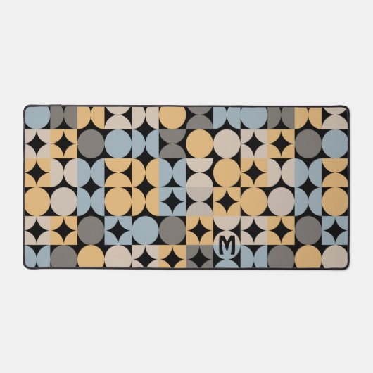 Retro Grau Blau Beige Braun Schwarzer Pop Kunstmus Schreibtischunterlage (Vorderseite)