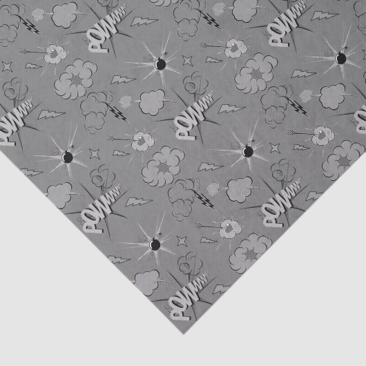 Retro Grau Comic Book Pattern Seidenpapier (Ausschnitt)