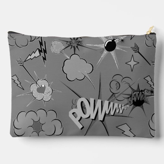 Retro Grau Custom Comic Book Pattern Personalisier Zubehörtasche (Rückseite)