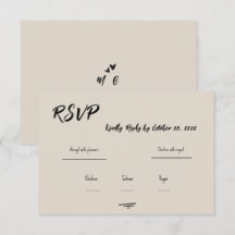 Retro-Grau Handgeschriebene Kritzel-Hochzeits-RSVP