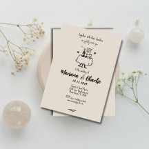Retro-Grau handgezeichnete Illustrations-Hochzeit 