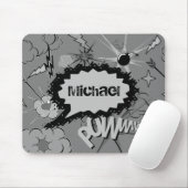 Retro-Grau personalisiertes Comic-Book-Muster Mousepad (Mit Mouse)