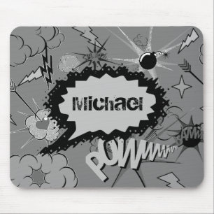 Retro-Grau personalisiertes Comic-Book-Muster Mousepad