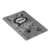 Retro-Grau personalisiertes Comic-Book-Muster Notizblock (Rechte Seite)