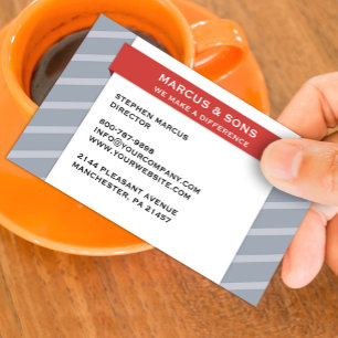 Retro Grau Red Banner Business Card Visitenkarte
