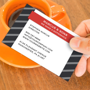 Retro Grau Red Banner Business Card Visitenkarte