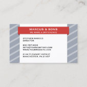 Retro Grau Red Banner Business Card Visitenkarte (Vorderseite)