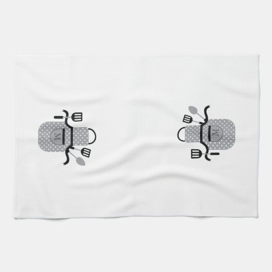 Retro-Grau-Schürze Geschirrtuch (Horizontal)