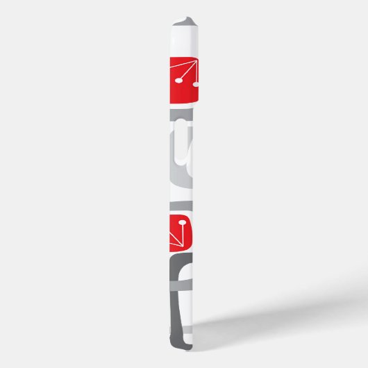 Retro Grau und Rote Kirsche Quadrate Niedliches Mo Case-Mate iPhone Hülle (Rückseite / Rechts)