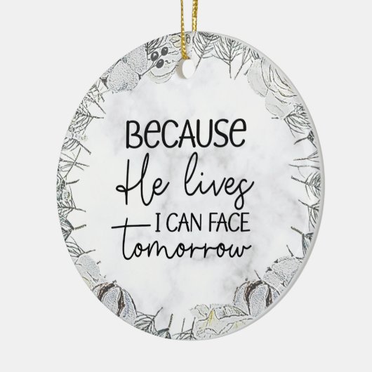 Retro Graue Blumenzauber Osterfeier Keramik Ornament (Links)