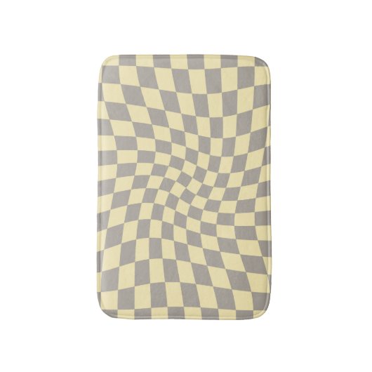 Retro Graue gelbe karierte Karton Badematte (Vorderseite Vertikal)