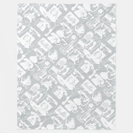 Retro-Graue oder beliebige Farb- und Weißtelefonmu Fleecedecke (Vorderseite)