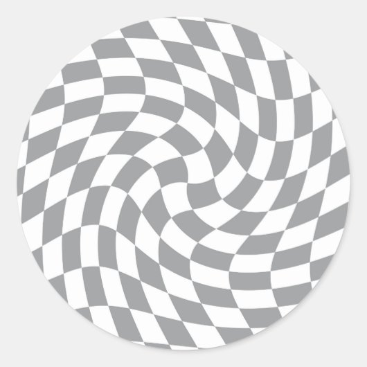Retro Graue, weiße Pastell gezogene Karos geprüft Runder Aufkleber (Vorderseite)