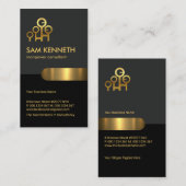 Retro Grauer Schwarzer Kolonne Manpower Berater Visitenkarte (Vorne/Hinten)