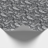 Retro graues und schwarzes Paisley-Muster Geschenkpapier (Ecke)