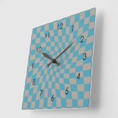 Retro Graurosa Karo Warped Checkered Dorm Quadratische Wanduhr (Winkel)