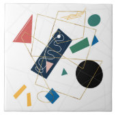 Retro Gray Big Daisy Flowers White Design Fliese (Vorderseite)