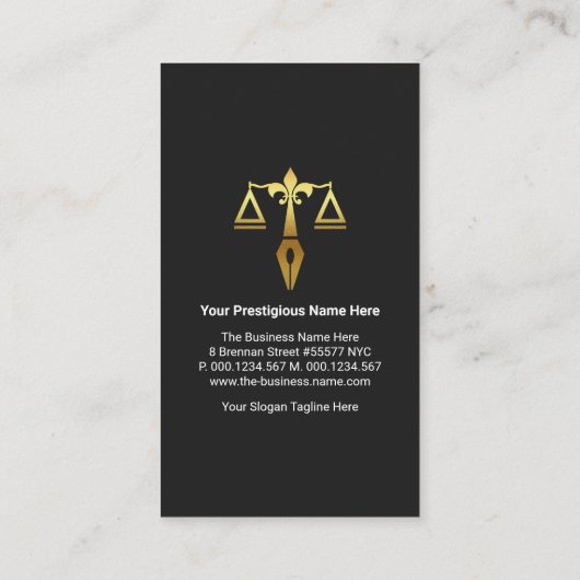 Retro Gray Black Layers Gold Tab Anwalt Visitenkarte (Rückseite)