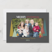 Retro Gray Colorful Oh Weihnachtsbaum Fotokarte Einladung (Vorderseite)