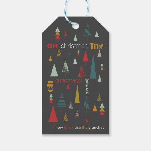 Retro Gray farbenfroh Oh Weihnachtsbaum Urlaub Geschenkanhänger (Vorderseite)