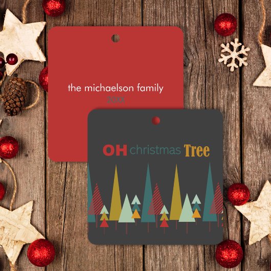 Retro Gray farbenfroh Oh Weihnachtsbaum Urlaub Keramikornament