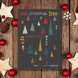 Retro Gray farbenfrohe Oh Weihnachtsbaum Weihnacht Karte