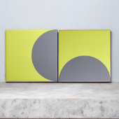 Retro Gray Neon Green Halbkreis Fett Mitte Jahrhun Fliese