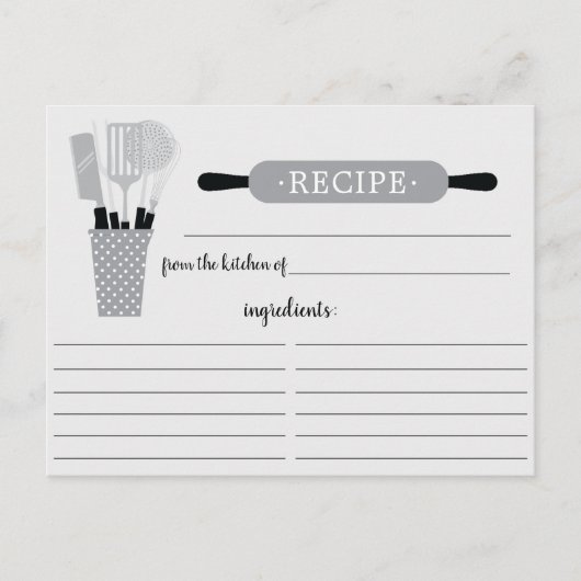 Retro Gray Rolling Button Kitchen Tools Rezept Car Postkarte (Vorderseite)