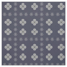 Retro Gray Scandi Floral Print Stoff