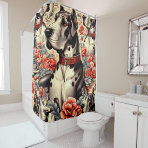 Retro Great Dane Illustration Duschvorhang