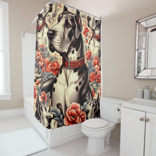 Retro Great Dane Illustration Duschvorhang (Beispiel)